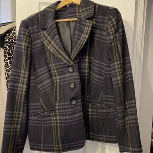 Ladies Isle Short Wool Blend Tartan Winter Jacket
